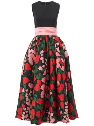 Carolina Herrera floral-print midi dress - women - Silk - 2 - Black