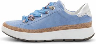 Ara Womens Rem Sneaker In Blue Suede/kork/silver Metallic