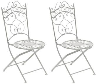 Clp Clp - Juego De 2 Sillas Para Jard&iacute;n Indra Plegables Blanco Antiguo