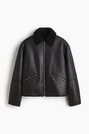 H&M Jacke mit Teddyfutter - Schwarz