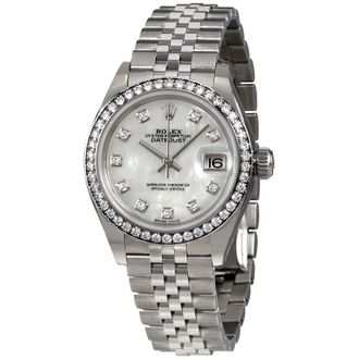 Rolex Pre-owned Rolex Lady-Datejust Diamond White Mother Of Pearl Dial Ladies Watch 279384MDJ