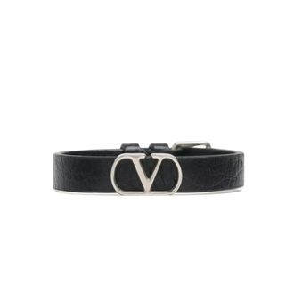 Valentino Garavani Bracelets, male, Black, Size: ONE SIZE VLogo Leather Bracelet