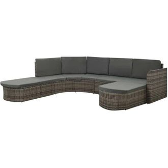 vidaXL Set De Muebles De Jard&iacute;n 4 Pzas Y Cojines Rat&aacute;n Sint&eacute;tico Gris Vidaxl