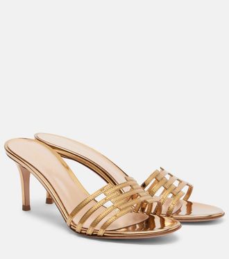 Gianvito Rossi Mules in pelle metallizzata