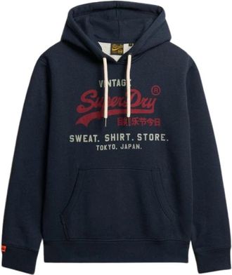 Superdry Vintage Logo Heritage Relaxed Hoodie - Heren - Hoodies - Blauw - M - Katoen - Hoodies & sweatvesten