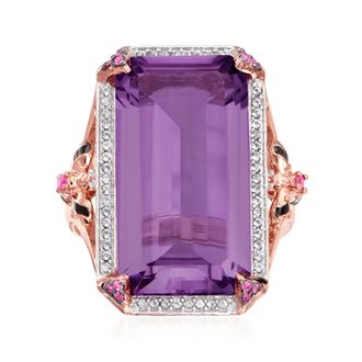 Ross-Simons Amethyst and. Multi-Gemstone Bumblebee Ring in 18kt Rose Gold Over Sterling