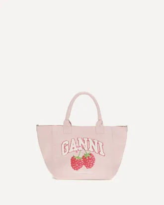 Ganni Borsa a Mano Shopper con stampa lampone Woman UNI