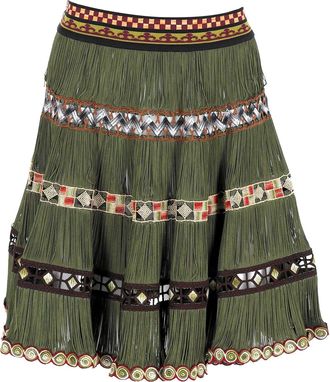Jean Paul Gaultier Midi Skirt in Green Acrylic