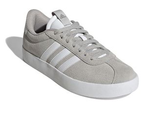 adidas VL Court 3.0 Womens Shoes Grey/White/Silver Metallic : 10.5 B - Medium, Leather
