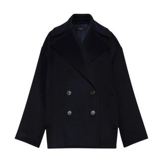 Max Mara Cappotto caban doppiopetto - Dames - Mantel - Blauw - 2XS - Wol - Jassen