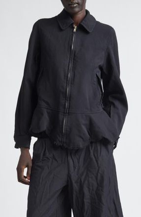 Comme Des Gar&ccedil;ons Raw Edge Gabardine Peplum Jacket in Black at Nordstrom, Size X-Small