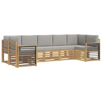 vidaXL Conjunto De Sof&aacute; Seccional 7 Pcs Blanco Y Gris Claro Vidaxl