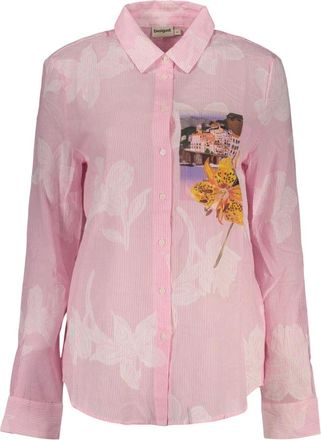 Desigual Lange Gestreepte Overhemd - Dames - Overhemden - Roze - XS - Overhemden