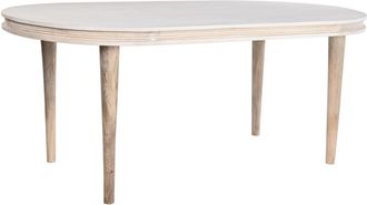 DKD Home Decor Mesa De Comedor - Dorado Y Blanco - Madera De Mang&oacute; - 6 Plazas - Rectangular - 180x90 Cm