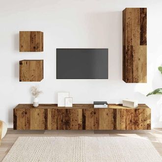 Berkfield Home Classic 5 Piece TV Cabinet Set Wall-mounted Old Wood Engineered Wood in Brown