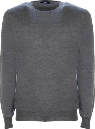 Fedeli 140S Jumper - Heren - Ronde hals truien - Grijs - 3XL - Wol - Truien & Vesten