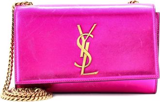 Saint Laurent Classic Monogram Metallic Leather Medium crossbody bag - Roze