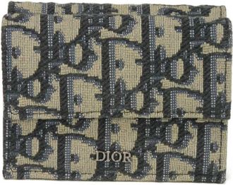 Dior Beige Black Cotton Wallet (Tri-Fold) (Pre-Owned)