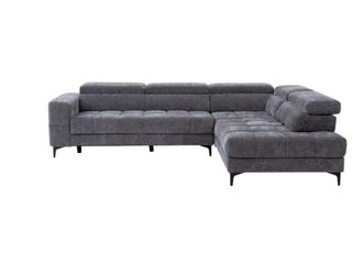 VENTE-UNIQUE.COM Sof&aacute; rinconera poli&eacute;ster 5 plazas gris antracita 298x211.5cm