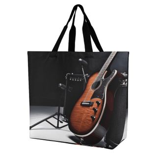 Generic Musical Instrument Guitar Handbag Foldable Women Handbag Durable Shopping Bags For Yoga Work College