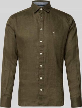 Fynch-Hatton Fynch-Hatton Slim Fit Leinenhemd mit Haifischkragen in Oliv, Gr&ouml;&szlig;e 3XL