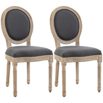 HOMCOM French-Style Dining Chairs Set Of 2 With Linen Upholstery - Backrest | TJ Hughes