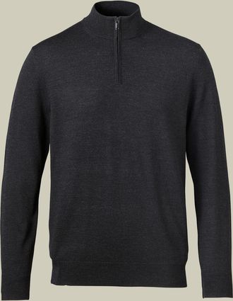 CHARLES TYRWHITT Pure Merino Zip Neck Wool Jumper - Charcoal Grey Size Large by Charles Tyrwhitt