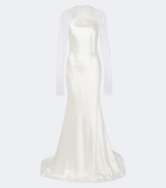 Danielle Frankel Bridal Mari caped wool and silk gown