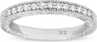 Pompeii3 1/5ct Diamond Vintage Womens Wedding Ring Stackable 14k White Gold Band