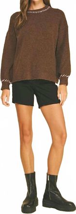 Pinch Design Stitch Detailed Knit Sweater In Brown