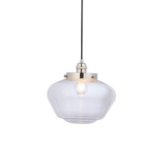 Loops Polished Nickel Ceiling Pendant Light Clear Glass Shade Hanging Lighting Fixture in Metallics