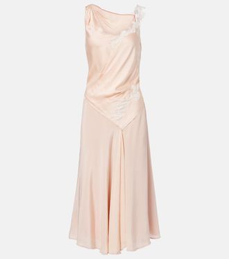 Victoria Beckham Lace-trimmed cr&ecirc;pe satin midi dress