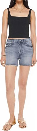 Mother Skipper Short N Long Fray Denim Shorts In Lets Ride