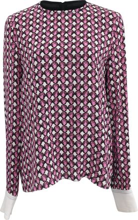 Marni Shell-Print Long Sleeve Blouse in Multicolor Silk