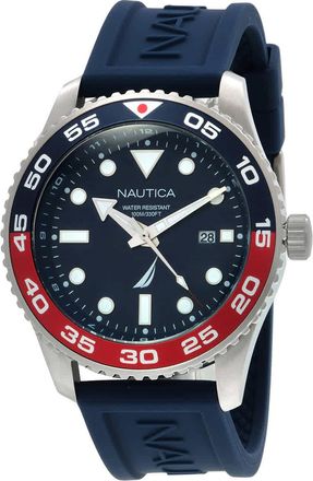 Nautica Pacific Beach Quartz Blue Dial Pepsi Bezel Mens Watch NAPPBF144