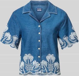 Guess Regular Fit Bluse mit Stitchings Modell PETRA in Jeansblau, Gr&ouml;&szlig;e XL