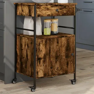 vidaXL Carrello Da Cucina Rovere Fumo 56x43x89,5 Cm Legno Multistrato - Vidaxl