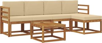 vidaXL Conjunto De Sof&aacute;s De Exterior 6 Uds. Natural Y Beige Vidaxl