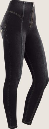 Freddy Leggings FREDDY Leggings WRUP4HF408, Damen, Gr. XL, EURO, schwarz (schwarz jeans, seams on tone), Obermaterial: 84% Baumwolle CO. 16% Elasthan EL., Ho