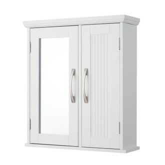 Teamson Home Teamson Home - Moda Elegante Para El Hogar Ba&ntilde;o De Madera Con Espejo De Pared Armario Para Medicinas Con Espejo Y Estantes Ajustables Blanco Ehf-f0008