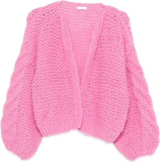 Maiami Kabelgebreid vest met ballonmouwen - Roze