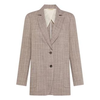 Seventy Blazers, female, Beige, Size: S Single-breasted Two-button Jacket