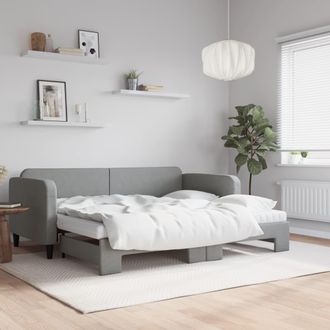vidaXL Vidaxl - Sof&aacute; Cama Nido Con Colch&oacute;n Tela Gris Claro 90x200 Cm