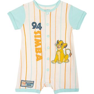Disney Lion King Simba Athletic One Piece Romper in Light Blue Simba at Nordstrom, Size 0-3M