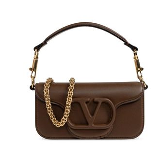Valentino Garavani Borsa a Spalla in Pelle con Logo - - Bags - Donna - Marrone - ONE SIZE