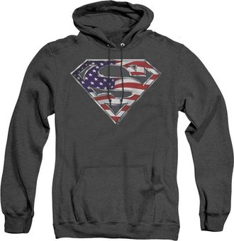 Gildan Superman All American Shield Adult Heather Hoodie / Hooded Sweatshirt