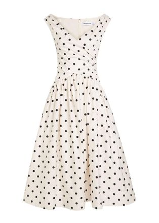 Self Portrait Polka dot Cotton-poplin Midi Dress - Cream - 6 (UK6 / XS)