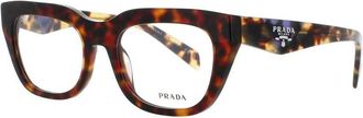 Prada Ladies Brown Rectangular Eyeglass Frames PRA06V17N1O152