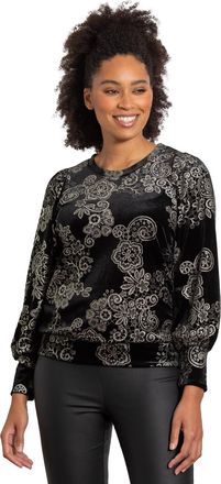 Klass Shimmer Printed Velour Top - Black/Pale/Gold - L