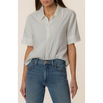 Kut from the Kloth Marisol Linen Blend Button-Up Shirt in White at Nordstrom, Size X-Large